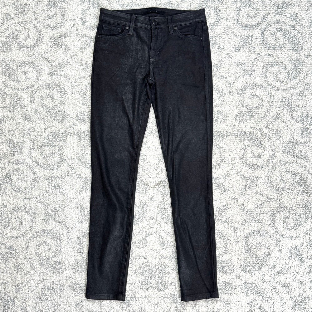 Joe's Jeans Black Coated Waxed Jeans Size 25 Skinny Ankle Mid Rise